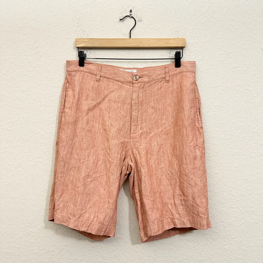 MADDA FELLA Truman Shorts Chino Coral Linen Woven Lightweight Preppy
